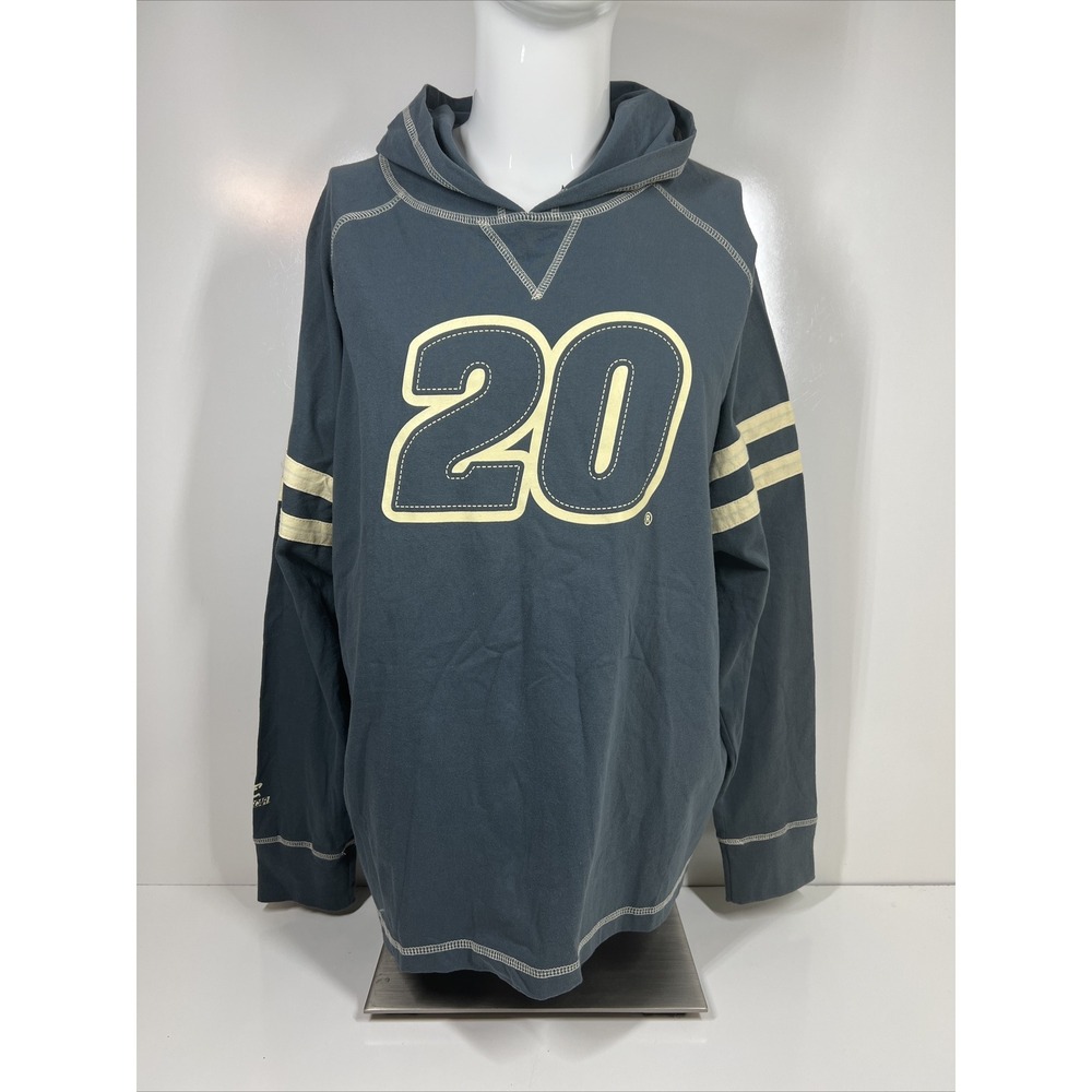 NWT VTG RARE Tony Stewart 20 Hooded Long Sleeve Gray Shirt Unisex SZ 2XL